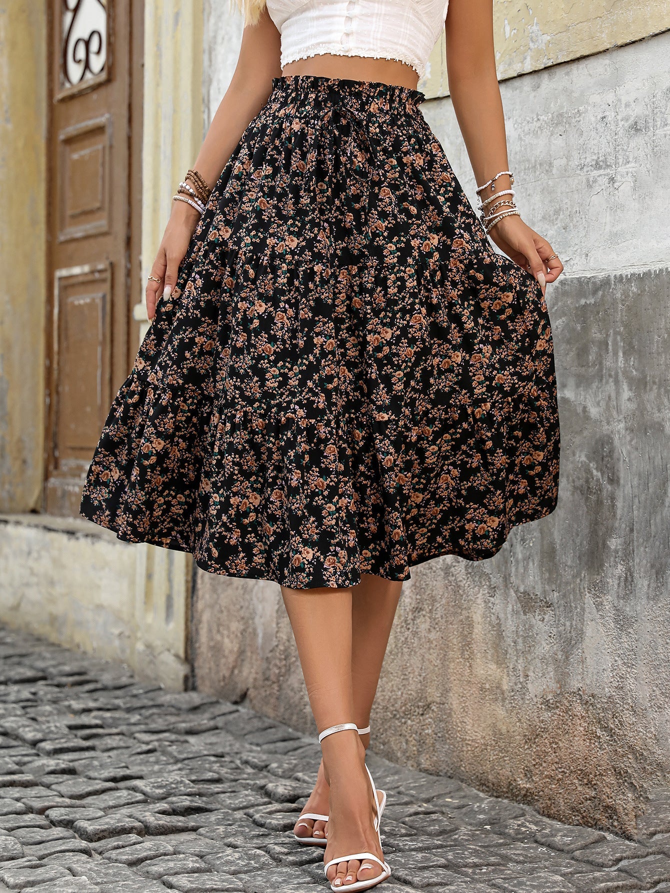 Women's Commuter Elegant Chic Floral Dress With A Full Skirt