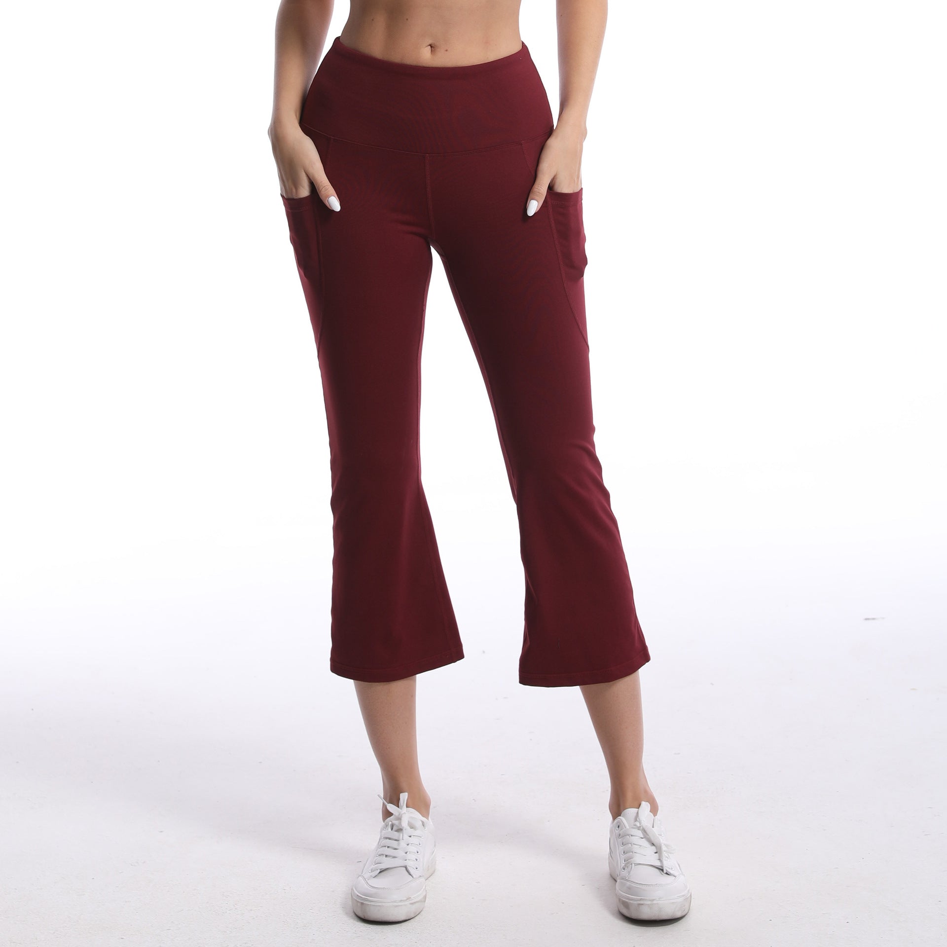Pocket Solid Color Stretch Hip Lift Sports Nude Feel Yoga Leggings