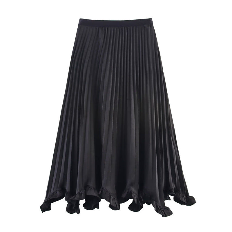 Black pleated skirt on a white background