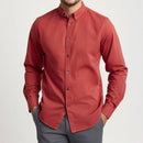 Men's Brick Red Long Sleeve Oxford Style Shirt