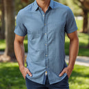 Men's Chambray Blue Short Sleeve Button Front Shirt