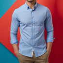 Men's Light Blue Modern Fit Button-Up Shirt