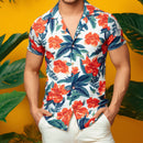 Men's White Tropical Floral Short Sleeve Camp Collar Shirt