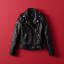 Women's Black Cropped Zip Biker Jacket
