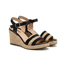 Women's Black Espadrille Wedge Platform Ankle Strap Sandals