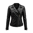 Women's Black Quilted Sleeve Moto Jacket