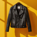 Women's Classic Black Asymmetrical Zip Moto Jacket