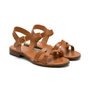 Women's Cognac Strappy Adjustable Ankle Flat Sandals