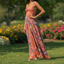 Women's Coral Floral Sleeveless A-Line Maxi Dress