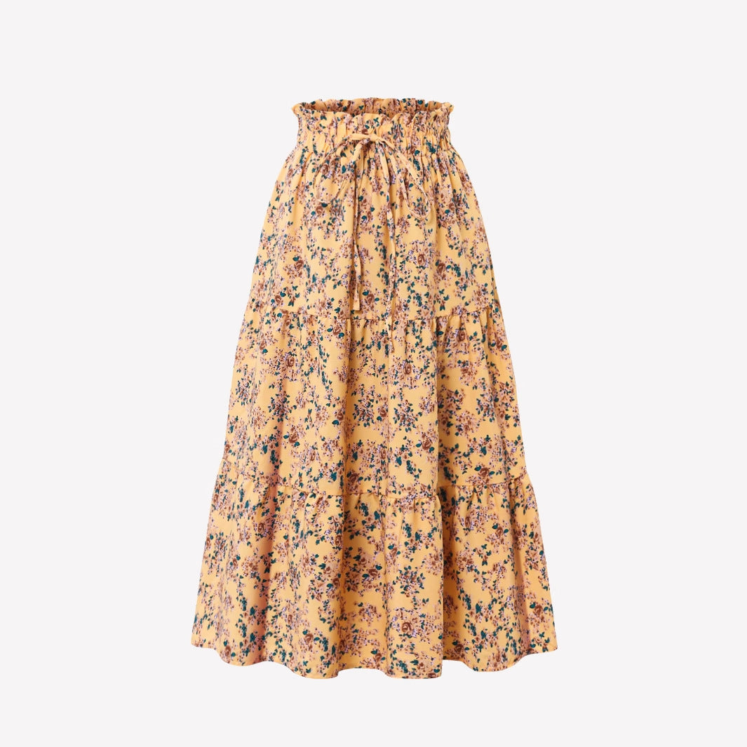 Yellow floral skirt on a white background
