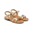 Women's Metallic Gold Cross Strap Comfort Flat Sandals