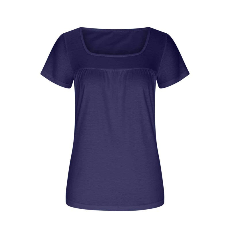Navy blue t-shirt on a white background