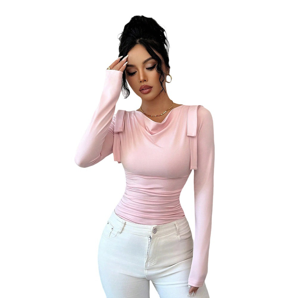 Fashionable Turtleneck Slimming, Solid Color Versatile Long Sleeves