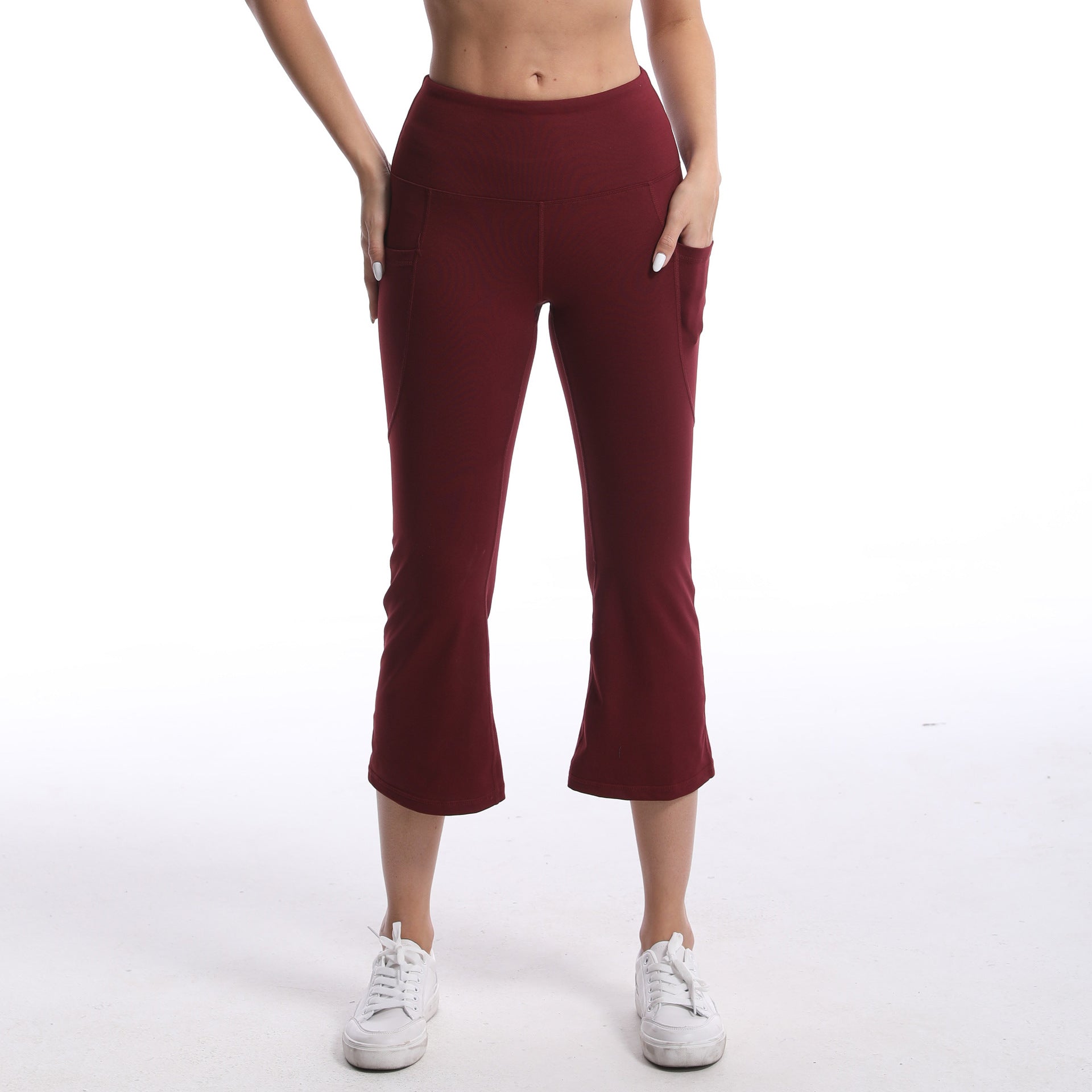Pocket Solid Color Stretch Hip Lift Sports Nude Feel Yoga Leggings
