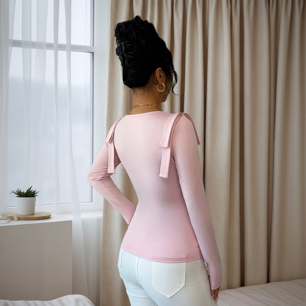 Fashionable Turtleneck Slimming, Solid Color Versatile Long Sleeves