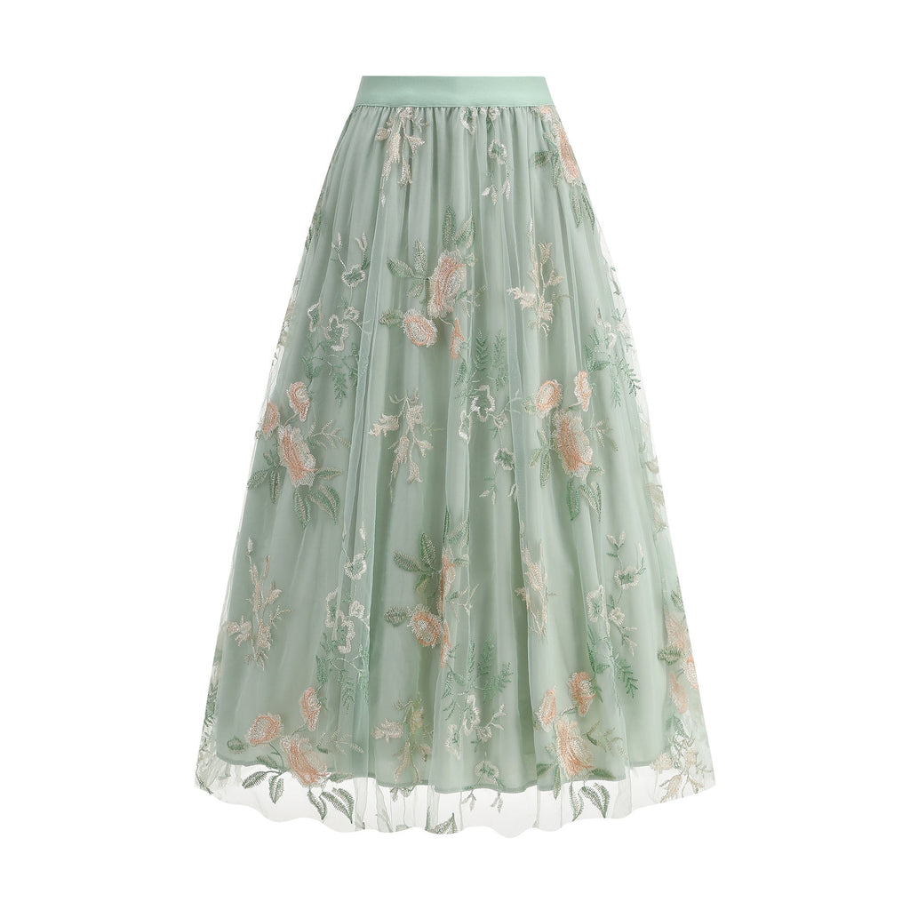 Women's Summer Embroidered Flower Skirt