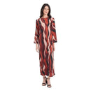 Women's Long Sleeve Geometric Print Maxi Shift Dress