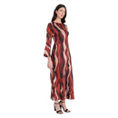 Women's Long Sleeve Geometric Print Maxi Shift Dress