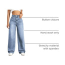 Women's High Rise Wide Leg Stretch Jeans